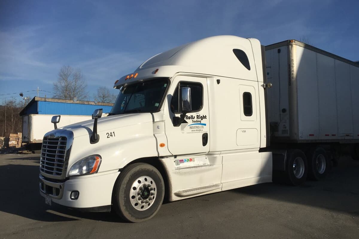 Rolls Right Freightliner tractor, unit 241