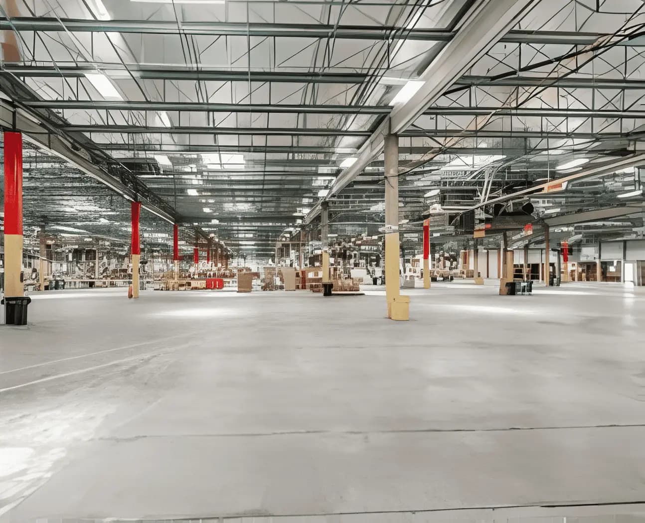 Open warehouse floor under high-bay lighting