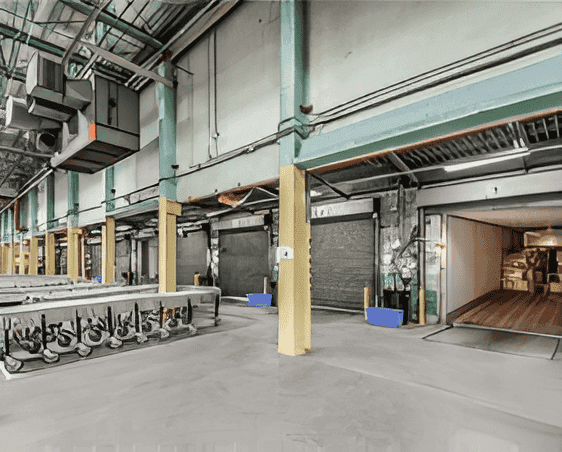 Loading docks along the warehouse floor