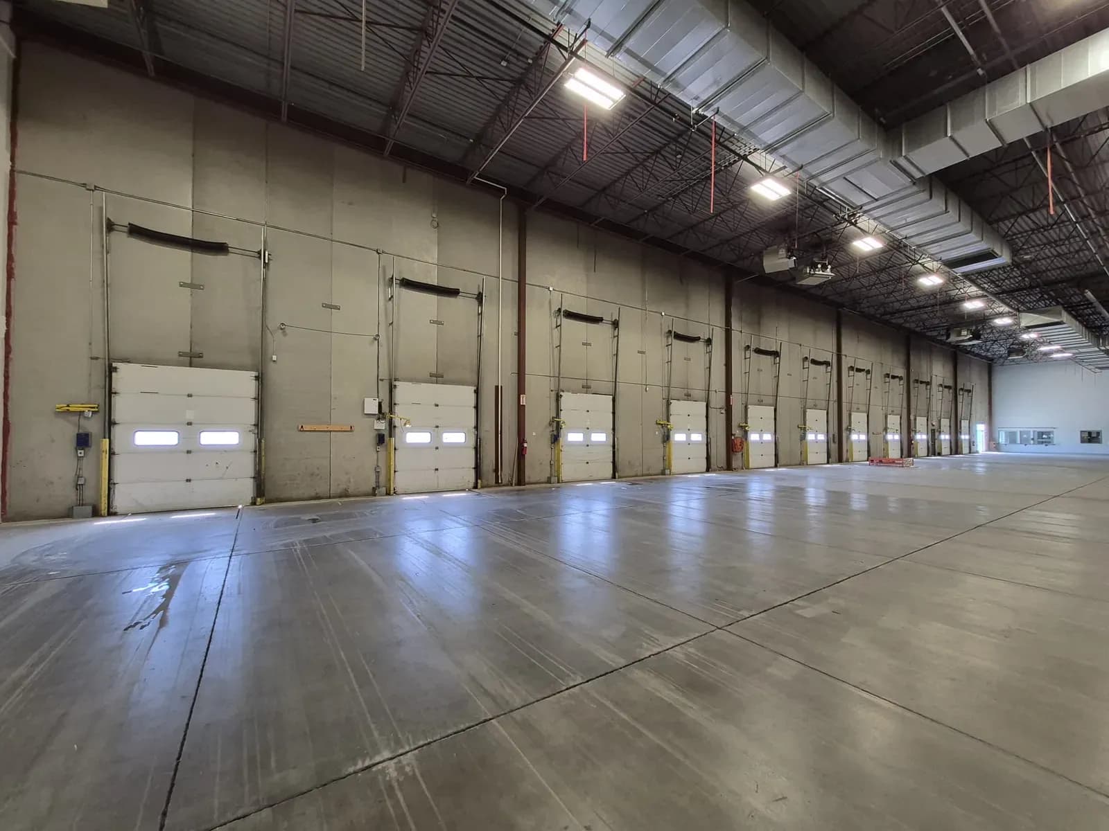 Dock doors on the Rolls Right Calgary floor